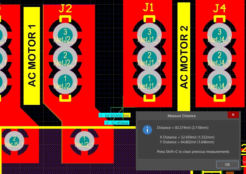 design multiple 120vac motors separated by 2mm creepage spacing
