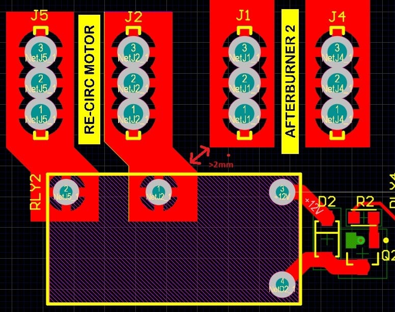 design with multiple 120vac motors separated by 2mm creepage spacing