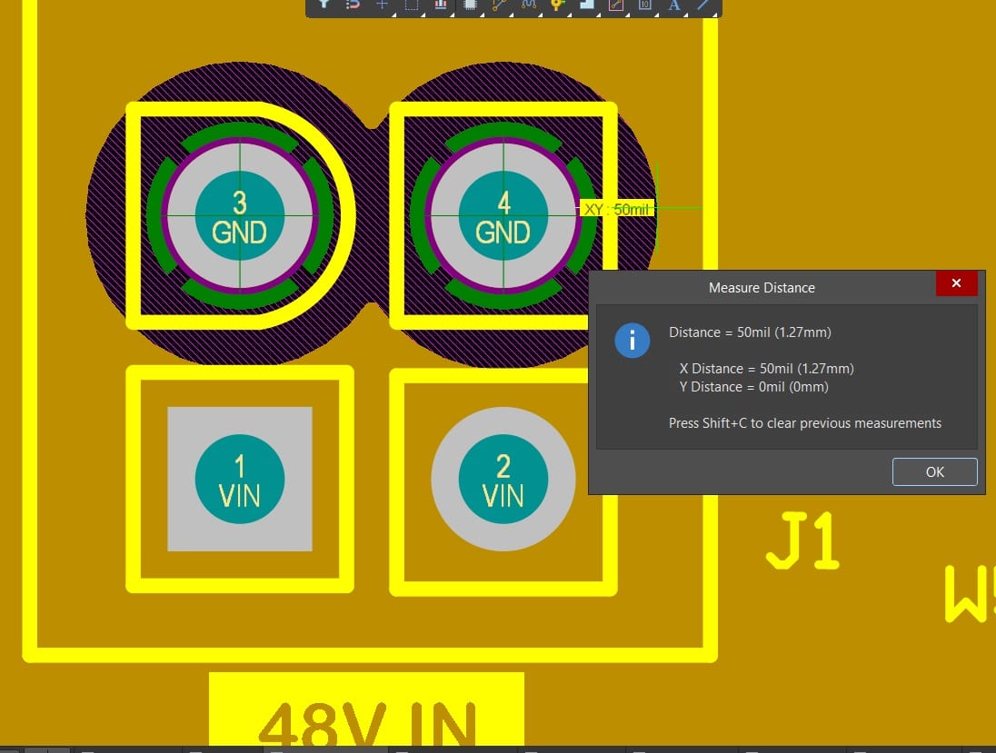implementation of design rules 48v input power connector traces and planes